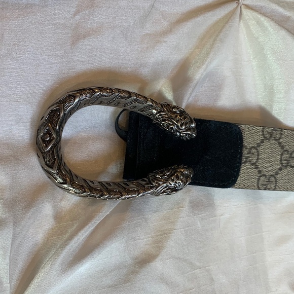 Gucci Black Suede/Leather Dionysus Logo Belt sz 80(32) main image 3